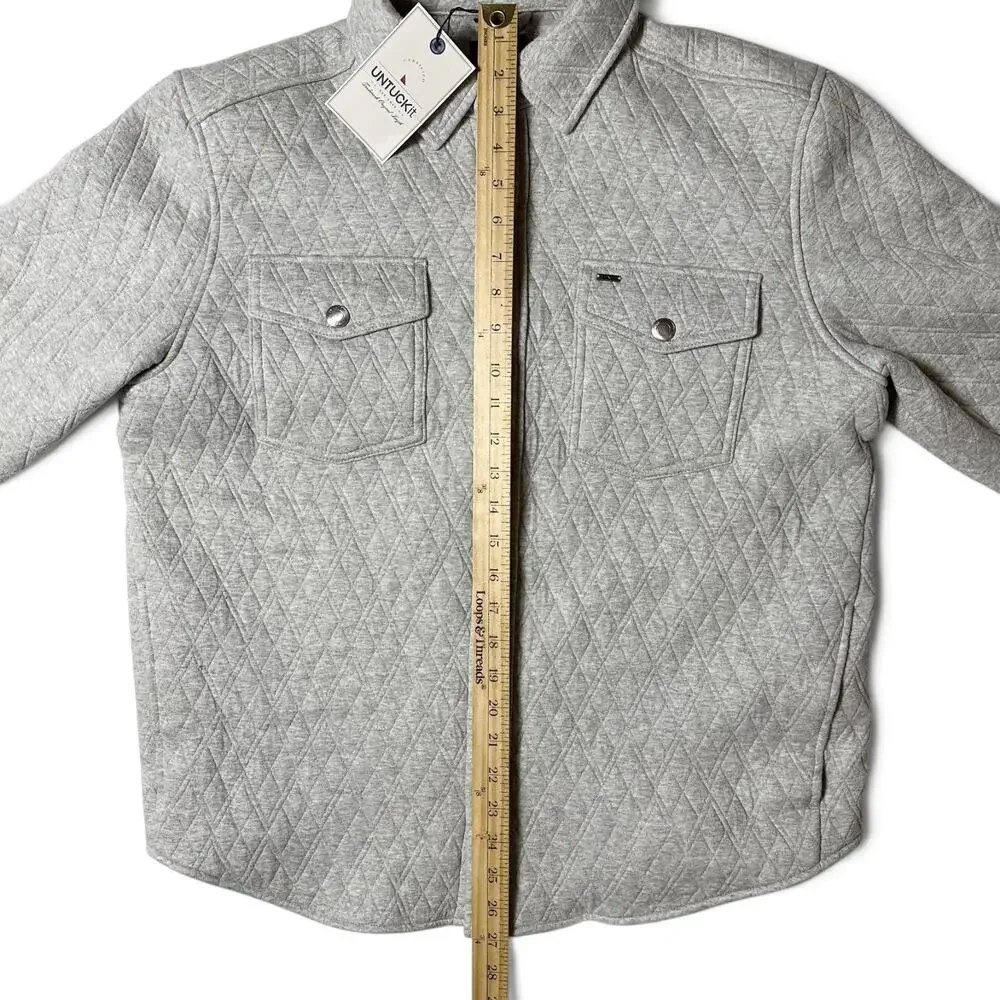 UNTUCKit Braunfield Quilted Knit Overshirt Jacket Mens Size M Lt. Gray NWT